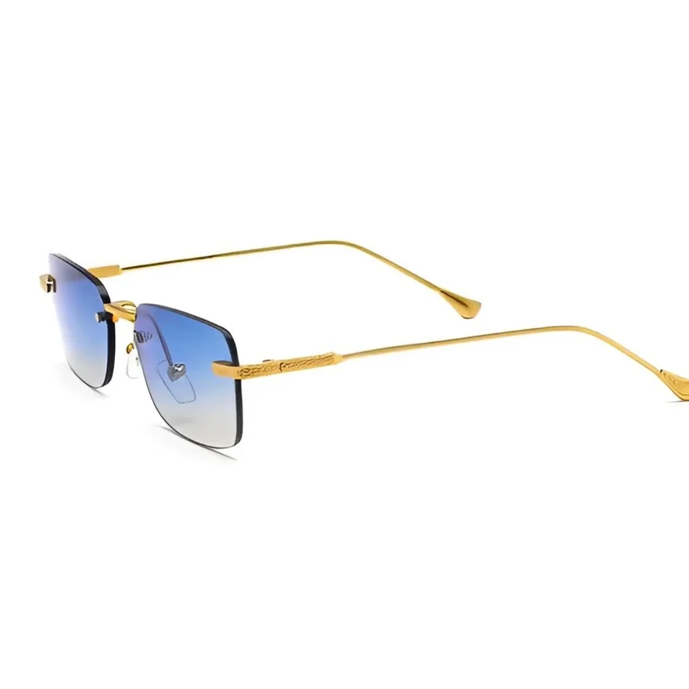 Mens Square Sunglasses Oceanic Blue Lens Aviator Style Fashion Hip Hop Shades - Picture 8 of 10